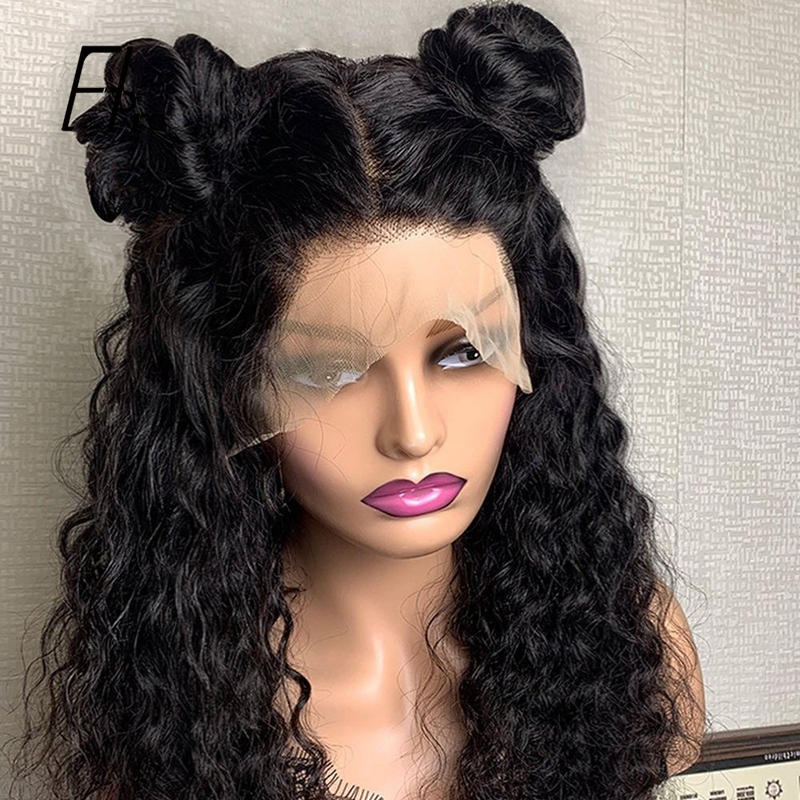 Super Grade Full Lace Wig Deep Curly Natural Color Free Part Human Hair